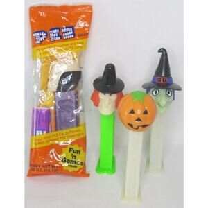 PEZ Vintage Halloween Set of 4 Glow in Dark Witch Pumpkin *NWT Dr Skull Goth